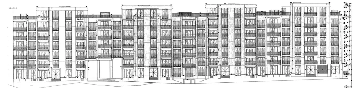 GL9, élévation nord annotée