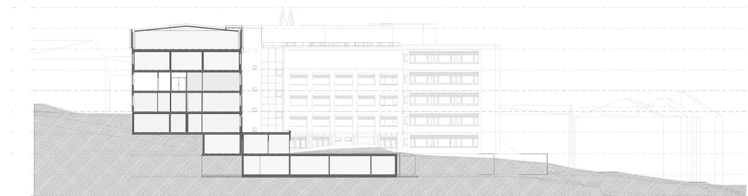 Hôpital Daler, coupe CC, existant