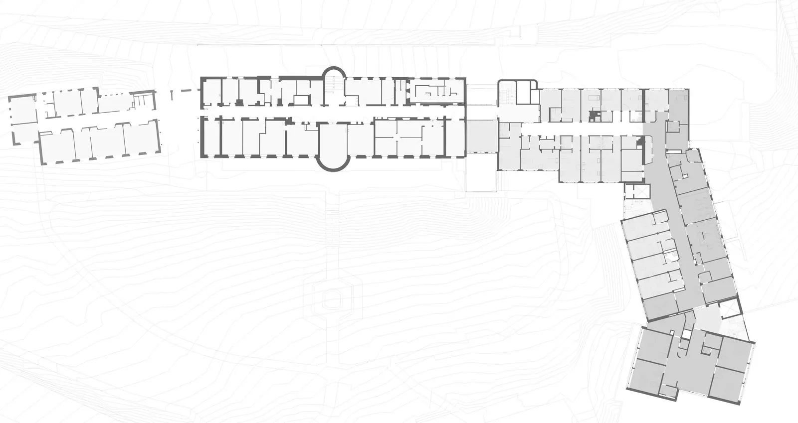 Hôpital Daler, plan du niveau D, existant