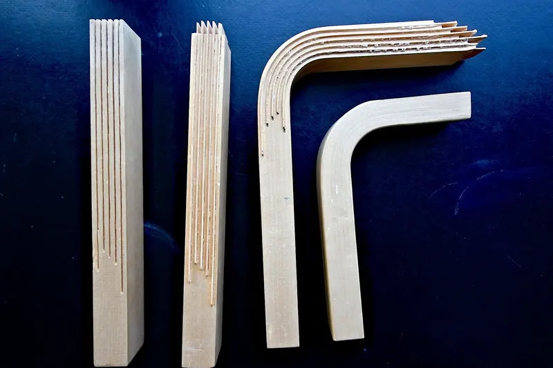 Atelier Aalto · échantillons de bois lamellé cintré
