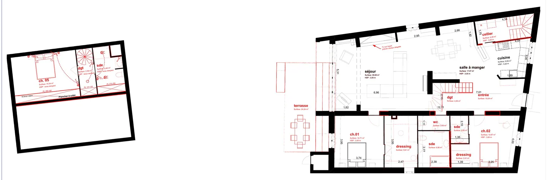 Plan du rez-de-chaussée, projet