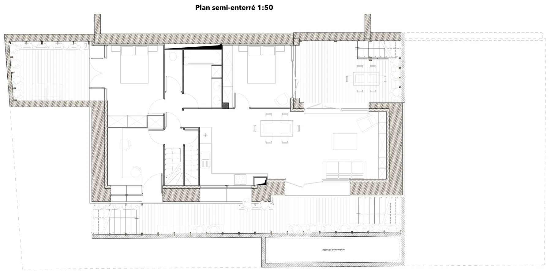 Plan du niveau semi-enterré · 1:50