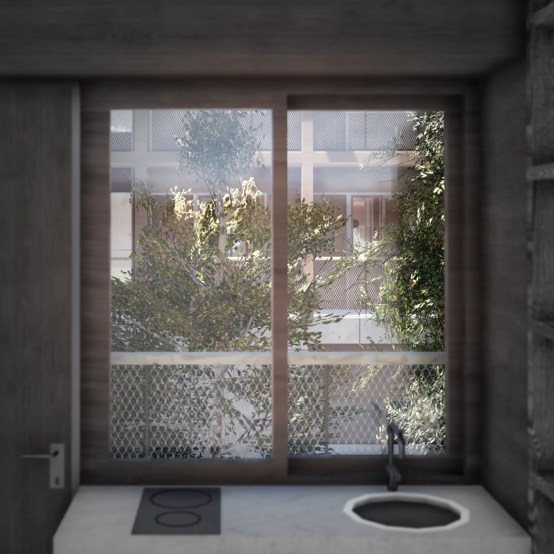 Depuis une cellule, vers l'atrium